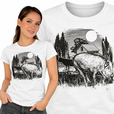 KOSZULKA DAMSKA ZWIERZĘTA NIGHT PIG